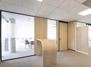 Office glass partition with doors